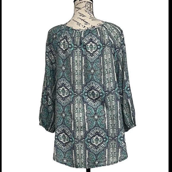 Fred David Paisley Peasant Boho Top Women’s M – Hippie Fairy Tunic Modest Y2K - Picture 5 of 10